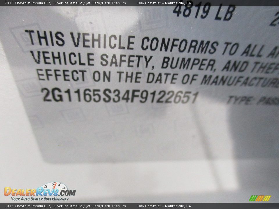 2015 Chevrolet Impala LTZ Silver Ice Metallic / Jet Black/Dark Titanium Photo #19