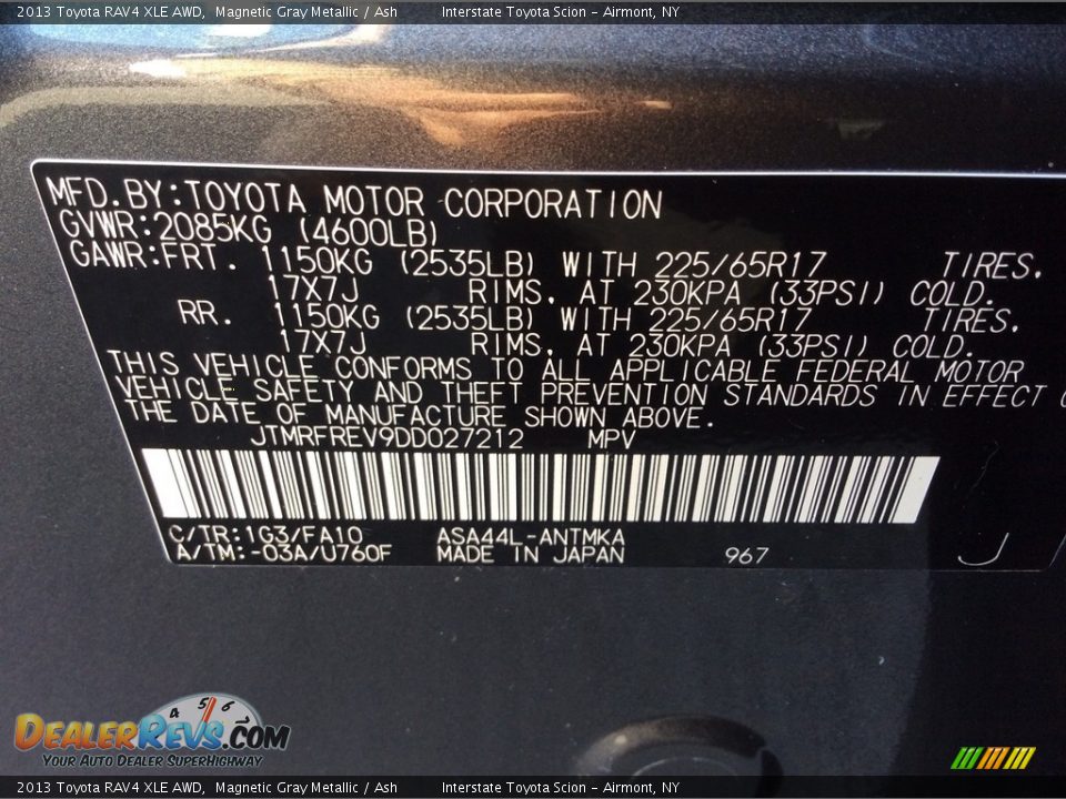 2013 Toyota RAV4 XLE AWD Magnetic Gray Metallic / Ash Photo #25