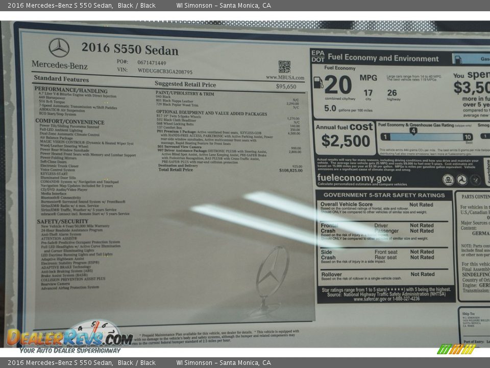 2016 Mercedes-Benz S 550 Sedan Black / Black Photo #11