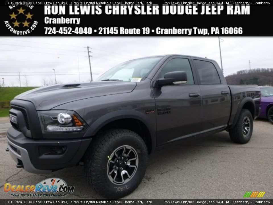 2016 Ram 1500 Rebel Crew Cab 4x4 Granite Crystal Metallic / Rebel Theme Red/Black Photo #1