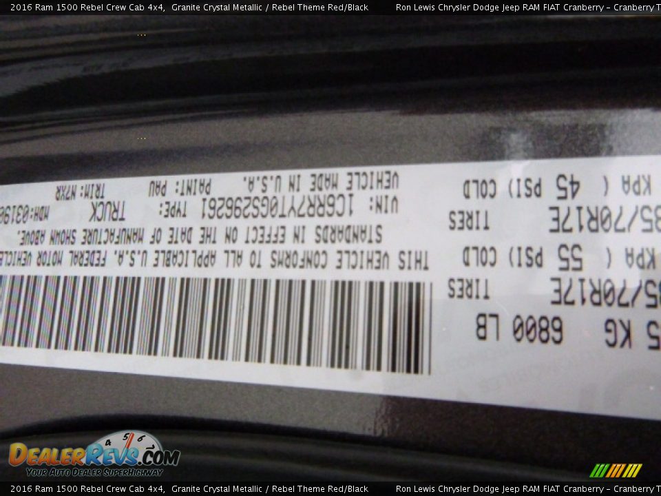 2016 Ram 1500 Rebel Crew Cab 4x4 Granite Crystal Metallic / Rebel Theme Red/Black Photo #16