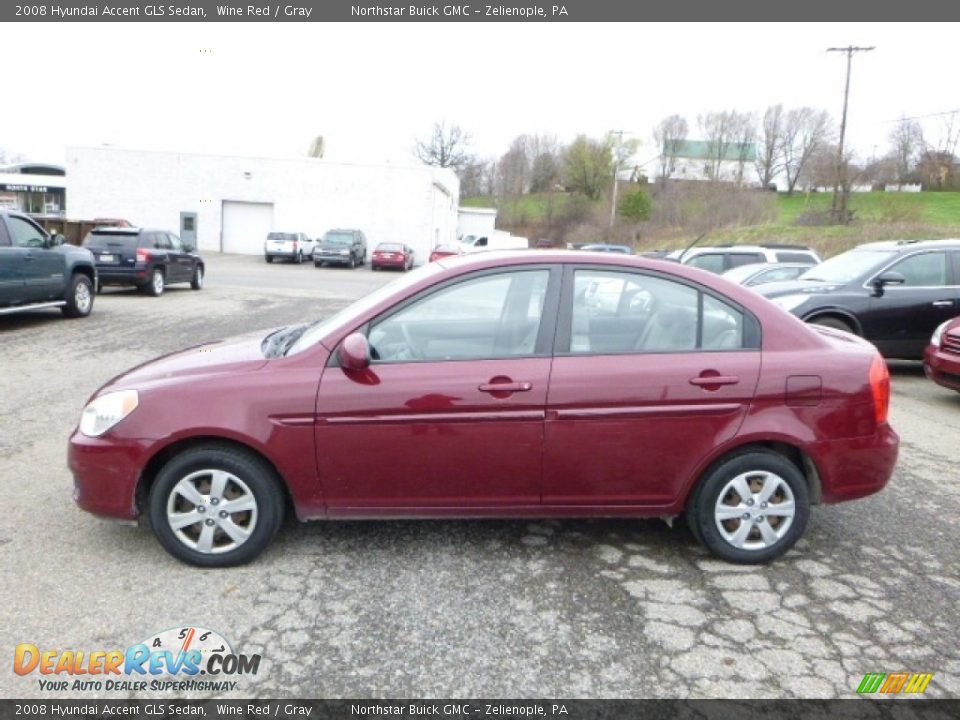 2008 Hyundai Accent GLS Sedan Wine Red / Gray Photo #2