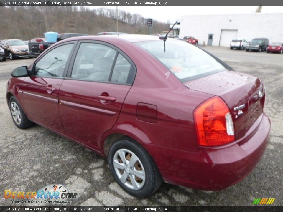 2008 Hyundai Accent GLS Sedan Wine Red / Gray Photo #3