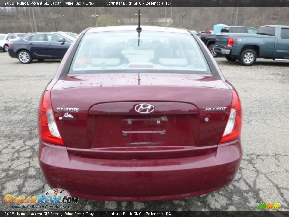 2008 Hyundai Accent GLS Sedan Wine Red / Gray Photo #4