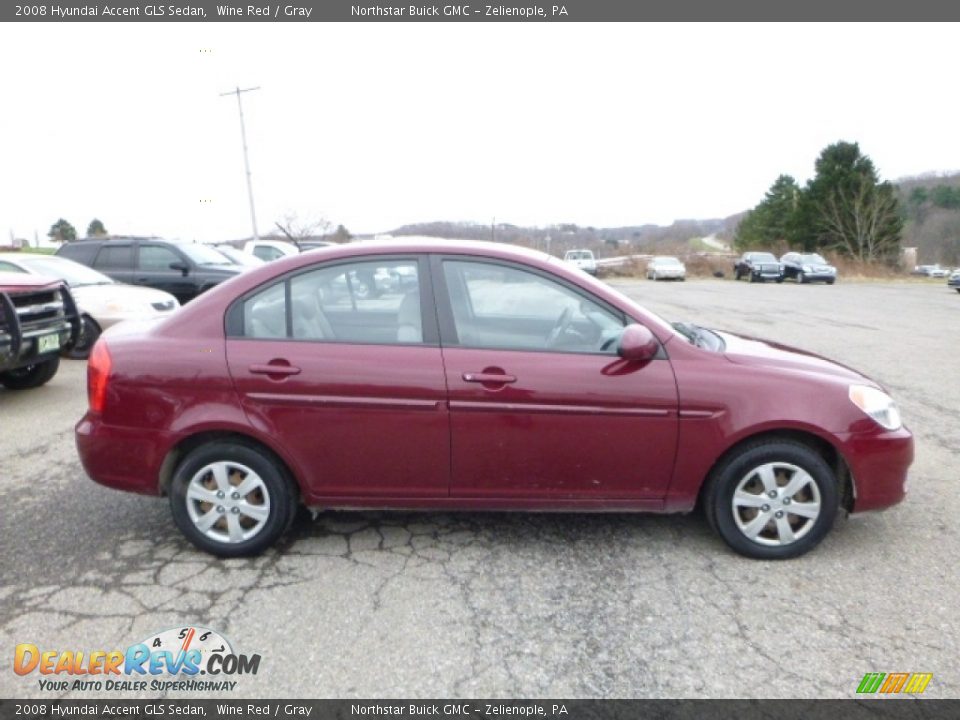 2008 Hyundai Accent GLS Sedan Wine Red / Gray Photo #6