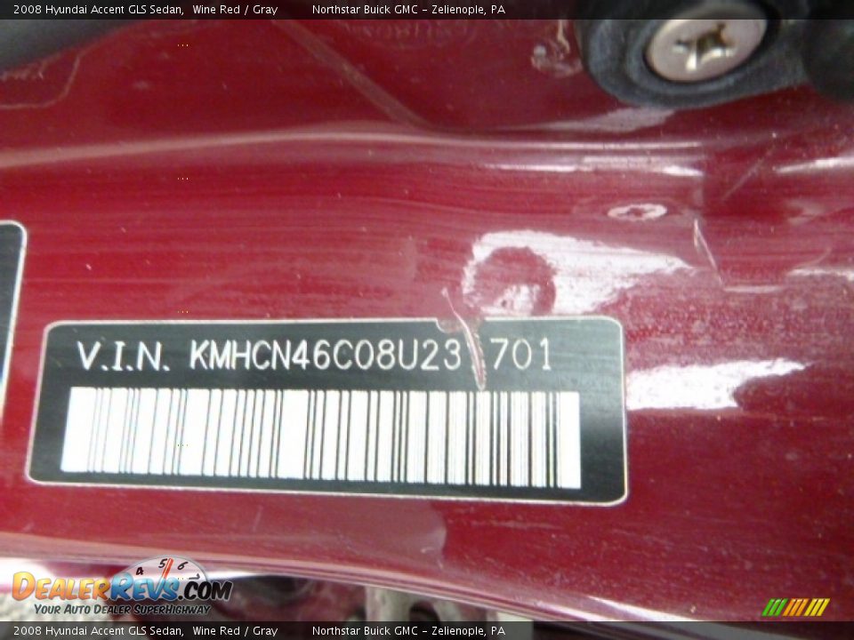 2008 Hyundai Accent GLS Sedan Wine Red / Gray Photo #16