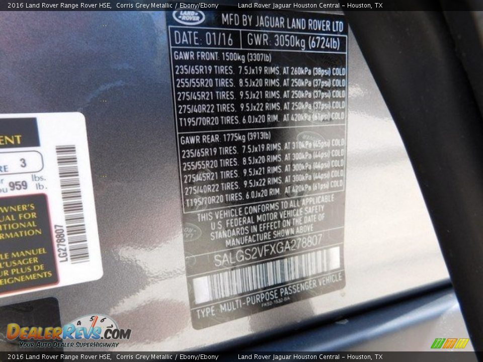 2016 Land Rover Range Rover HSE Corris Grey Metallic / Ebony/Ebony Photo #21