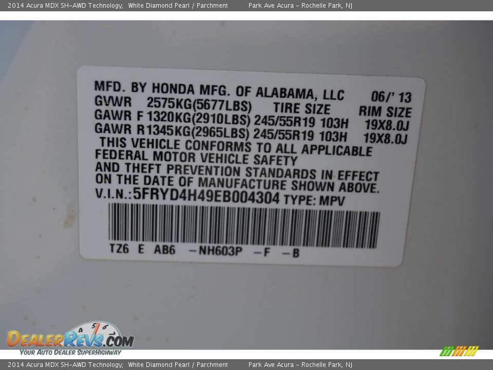 2014 Acura MDX SH-AWD Technology White Diamond Pearl / Parchment Photo #36