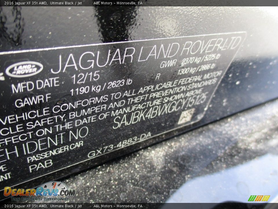 2016 Jaguar XF 35t AWD Ultimate Black / Jet Photo #19