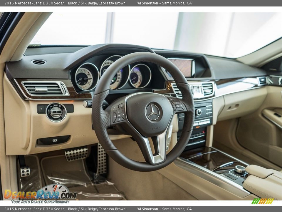 2016 Mercedes-Benz E 350 Sedan Black / Silk Beige/Espresso Brown Photo #5