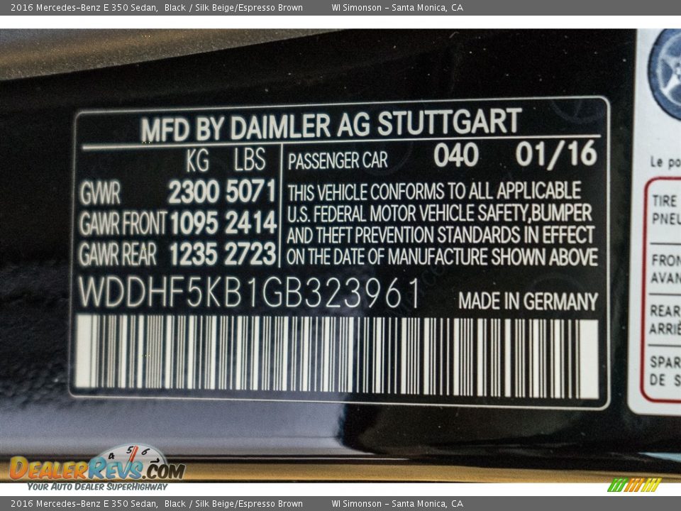 2016 Mercedes-Benz E 350 Sedan Black / Silk Beige/Espresso Brown Photo #6