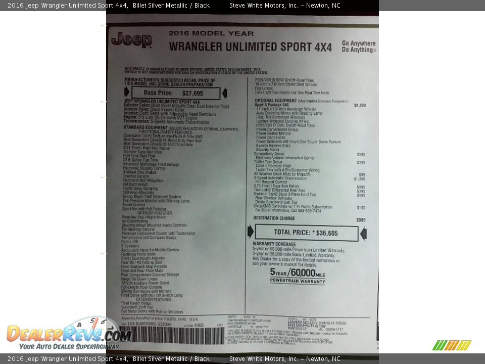 2016 Jeep Wrangler Unlimited Sport 4x4 Billet Silver Metallic / Black Photo #20