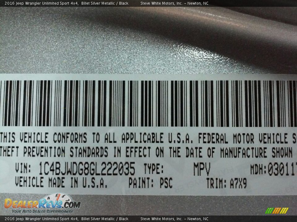 2016 Jeep Wrangler Unlimited Sport 4x4 Billet Silver Metallic / Black Photo #21