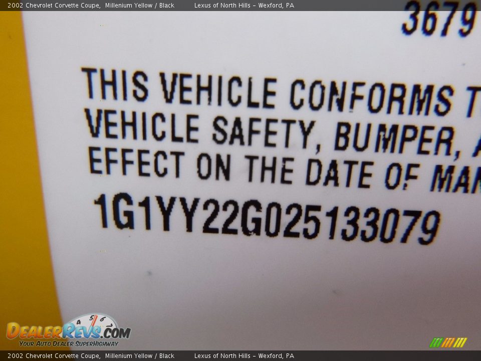 2002 Chevrolet Corvette Coupe Millenium Yellow / Black Photo #12