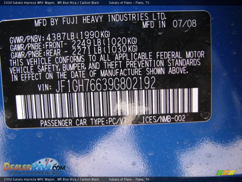 2009 Subaru Impreza WRX Wagon WR Blue Mica / Carbon Black Photo #9