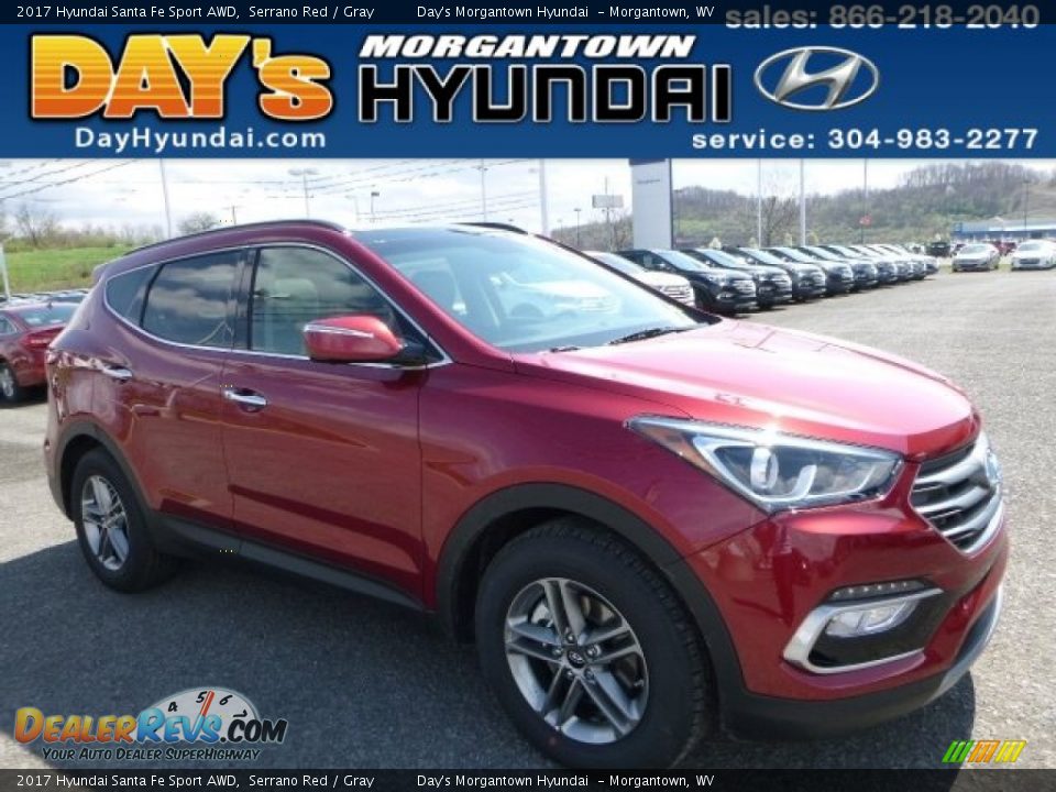 2017 Hyundai Santa Fe Sport AWD Serrano Red / Gray Photo #1