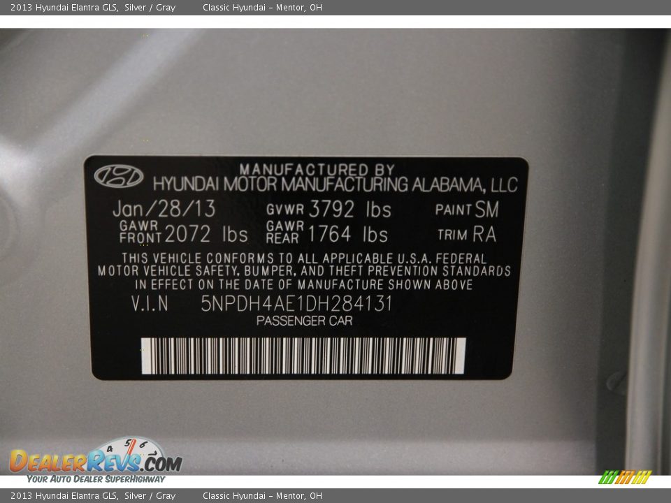 2013 Hyundai Elantra GLS Silver / Gray Photo #15
