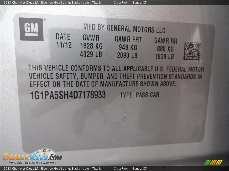 2013 Chevrolet Cruze LS Silver Ice Metallic / Jet Black/Medium Titanium Photo #13