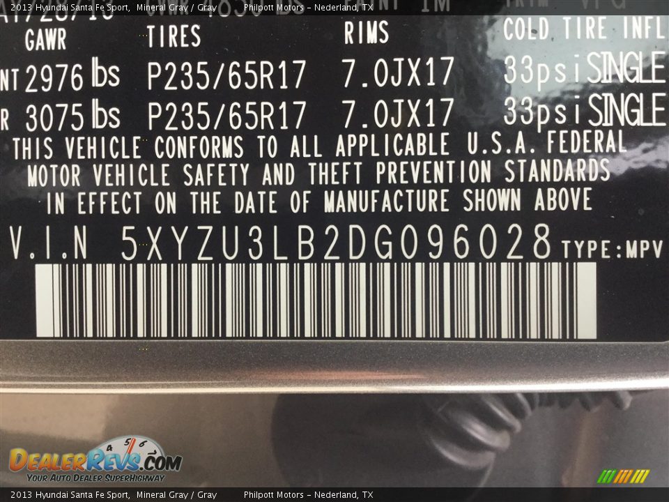 2013 Hyundai Santa Fe Sport Mineral Gray / Gray Photo #6