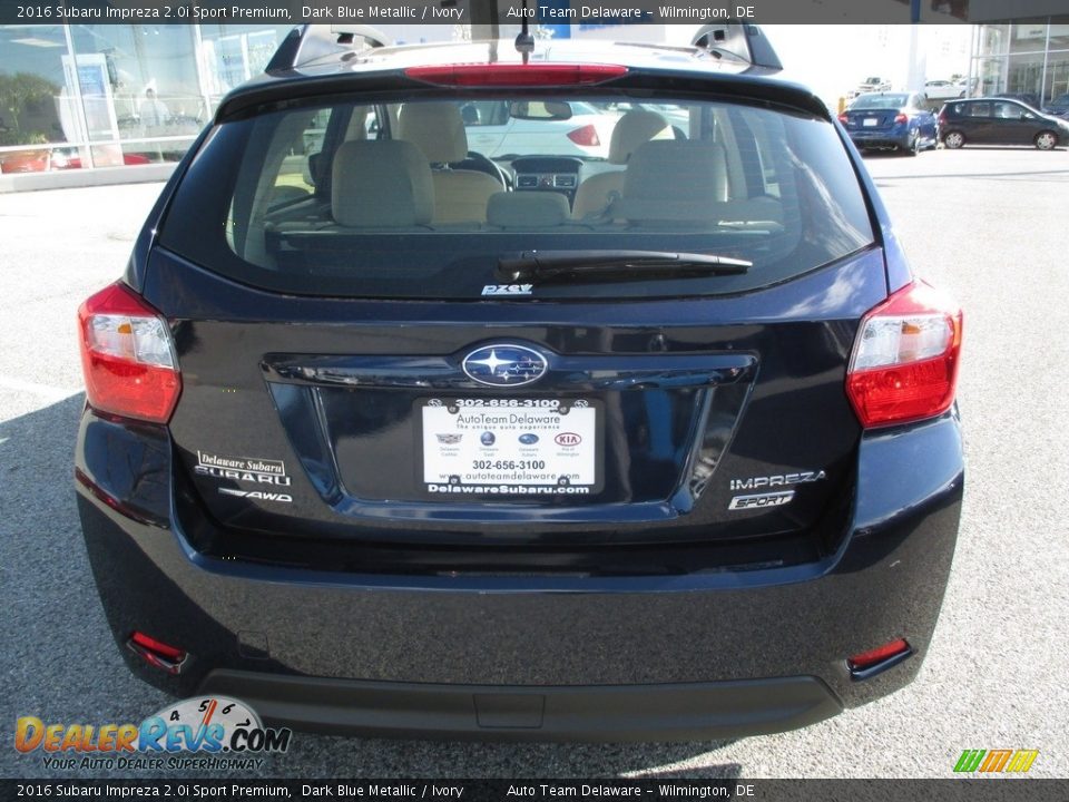2016 Subaru Impreza 2.0i Sport Premium Dark Blue Metallic / Ivory Photo #6