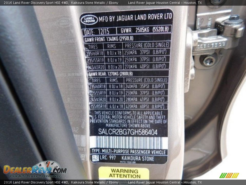 2016 Land Rover Discovery Sport HSE 4WD Kaikoura Stone Metallic / Ebony Photo #18