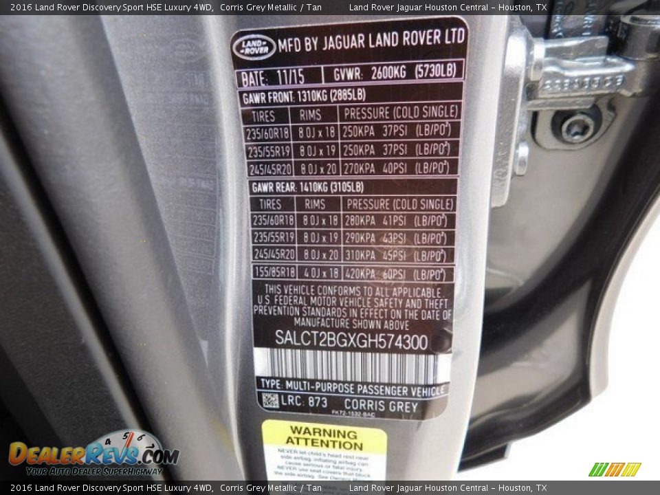 2016 Land Rover Discovery Sport HSE Luxury 4WD Corris Grey Metallic / Tan Photo #21