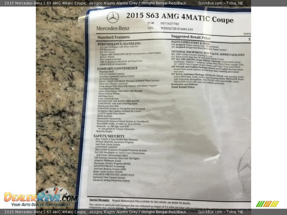 2015 Mercedes-Benz S 63 AMG 4Matic Coupe designo Magno Alanite Grey / designo Bengal Red/Black Photo #21