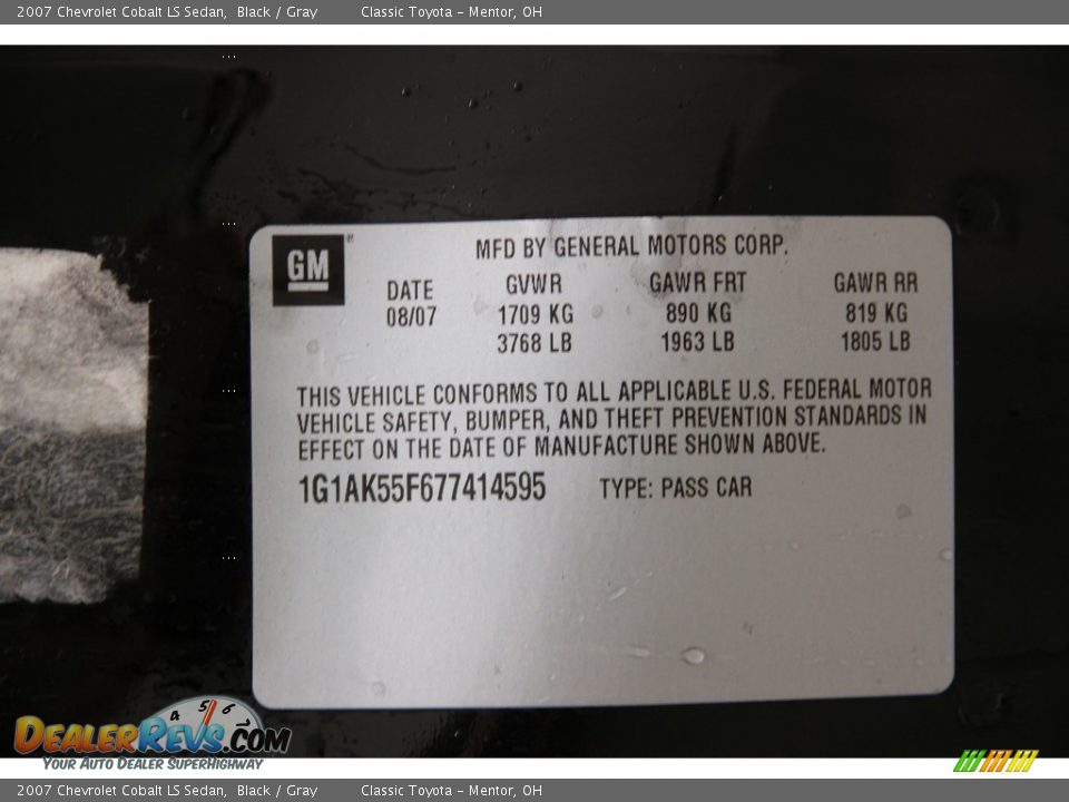 2007 Chevrolet Cobalt LS Sedan Black / Gray Photo #15
