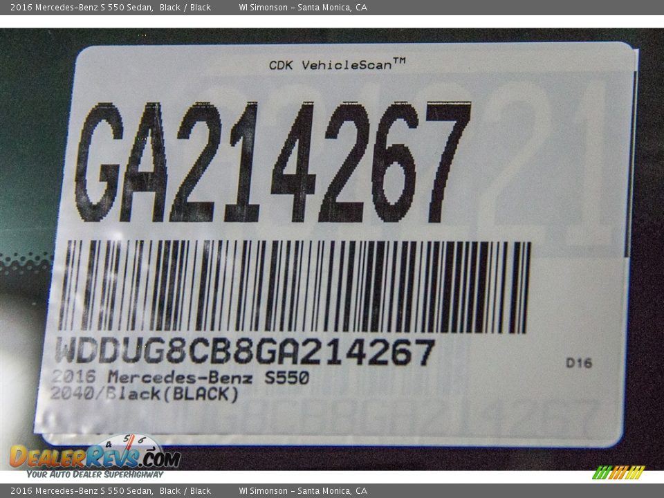 2016 Mercedes-Benz S 550 Sedan Black / Black Photo #8