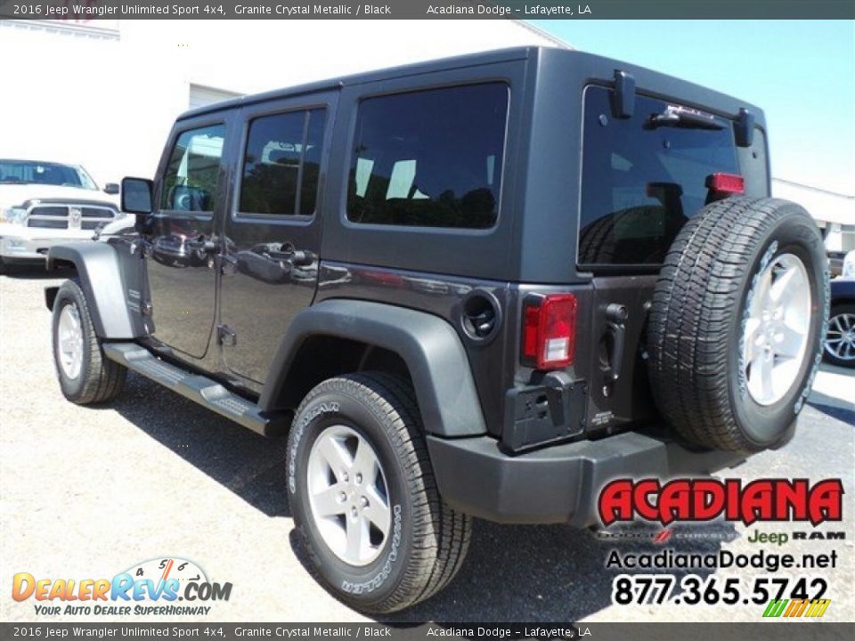 2016 Jeep Wrangler Unlimited Sport 4x4 Granite Crystal Metallic / Black Photo #2
