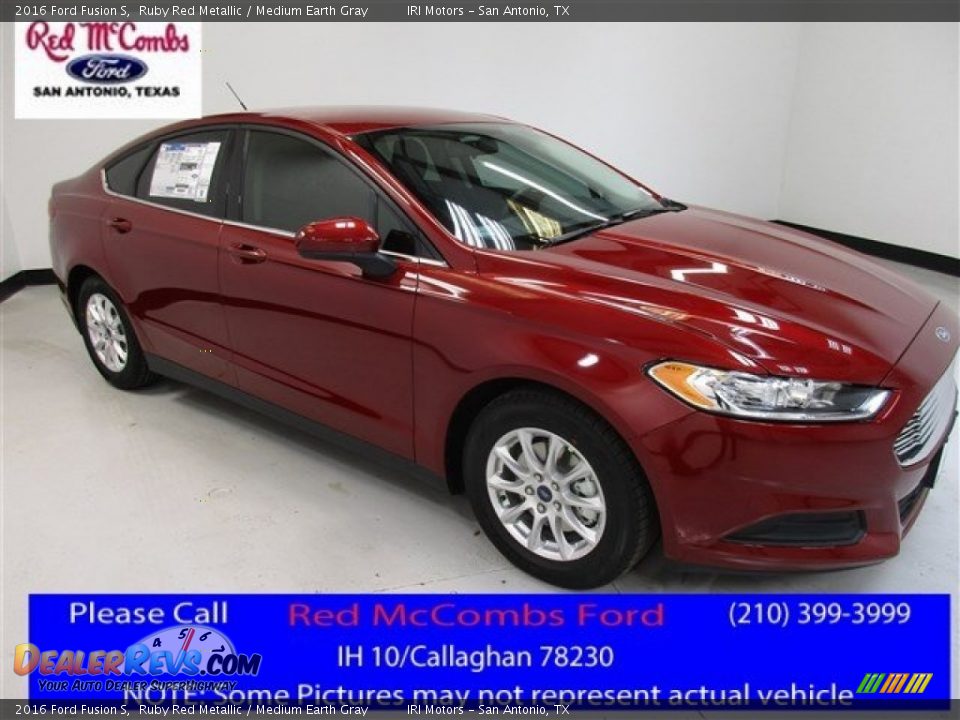 2016 Ford Fusion S Ruby Red Metallic / Medium Earth Gray Photo #1