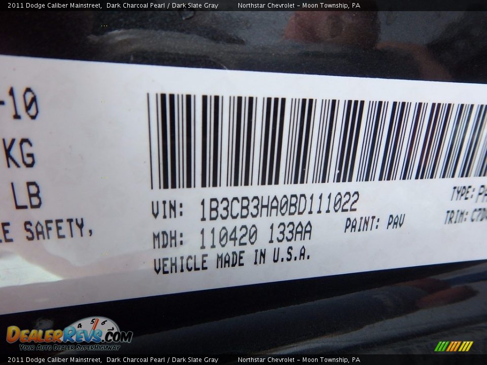 2011 Dodge Caliber Mainstreet Dark Charcoal Pearl / Dark Slate Gray Photo #29