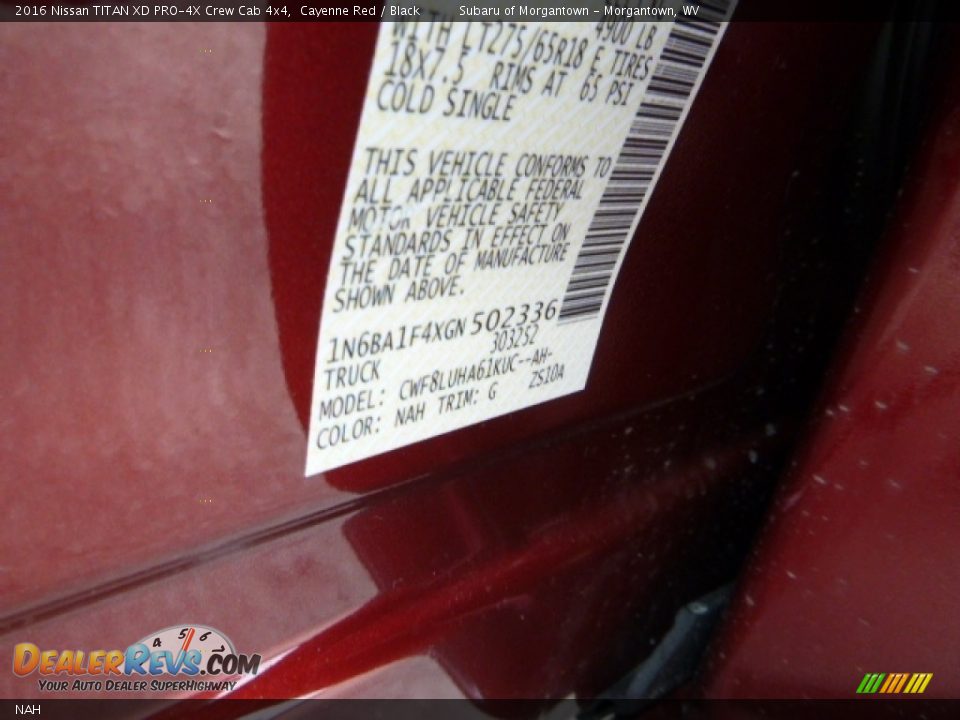 Nissan Color Code NAH Cayenne Red