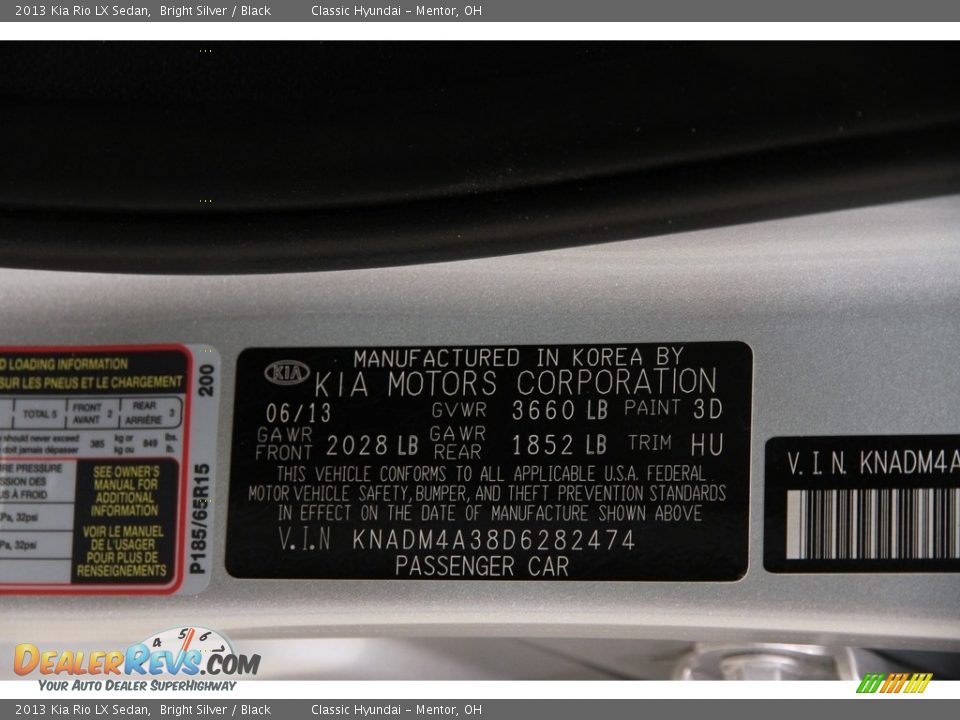 2013 Kia Rio LX Sedan Bright Silver / Black Photo #16