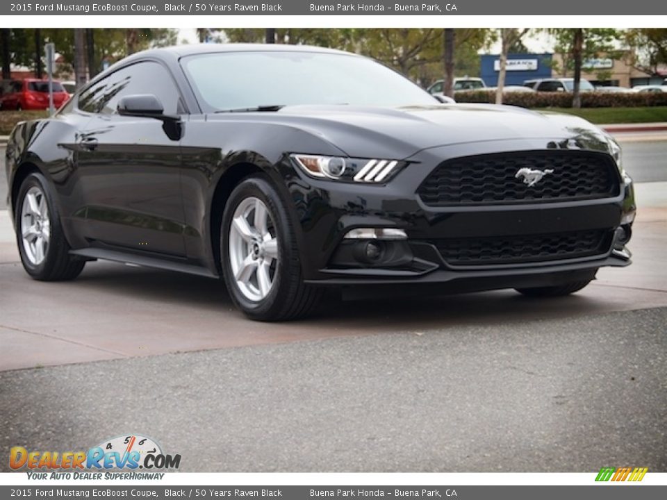2015 Ford Mustang EcoBoost Coupe Black / 50 Years Raven Black Photo #1