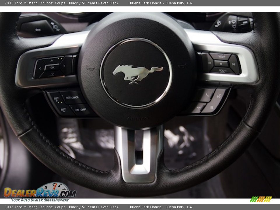 2015 Ford Mustang EcoBoost Coupe Black / 50 Years Raven Black Photo #13