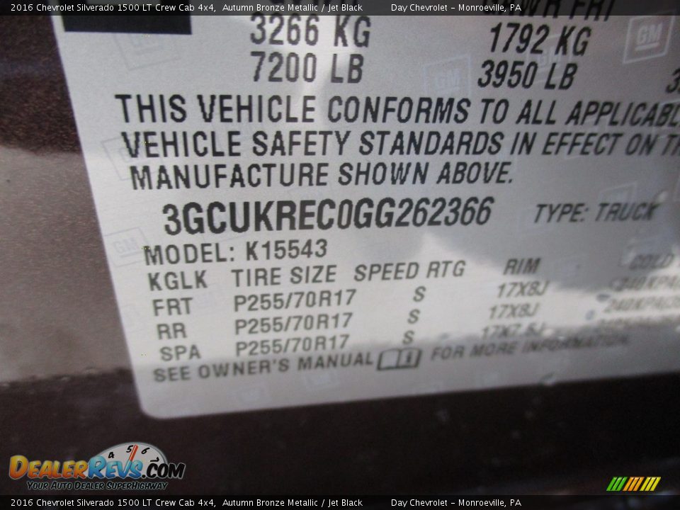 2016 Chevrolet Silverado 1500 LT Crew Cab 4x4 Autumn Bronze Metallic / Jet Black Photo #19