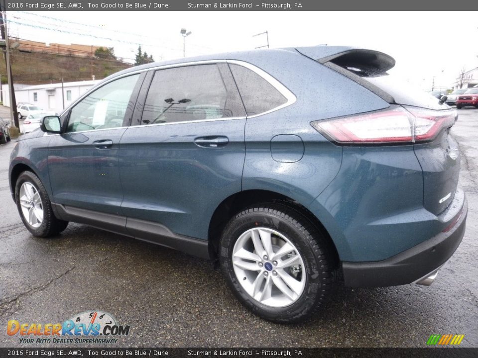 2016 Ford Edge SEL AWD Too Good to Be Blue / Dune Photo #4