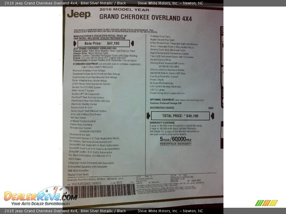 2016 Jeep Grand Cherokee Overland 4x4 Billet Silver Metallic / Black Photo #27
