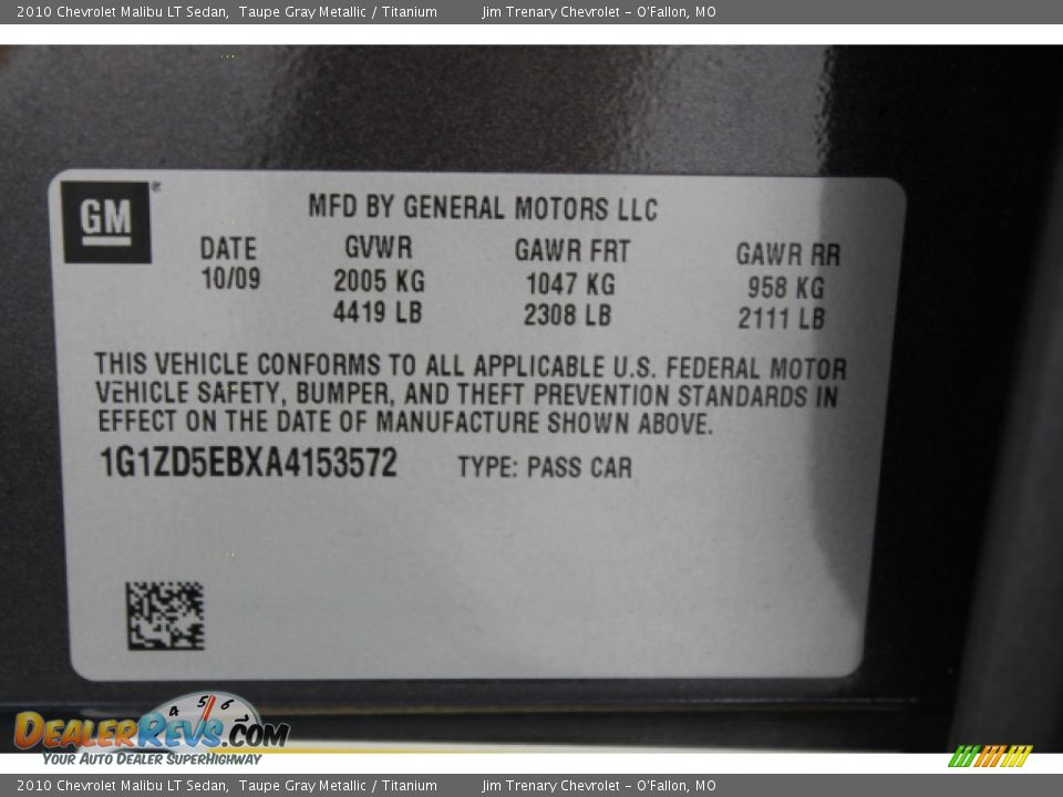 2010 Chevrolet Malibu LT Sedan Taupe Gray Metallic / Titanium Photo #17
