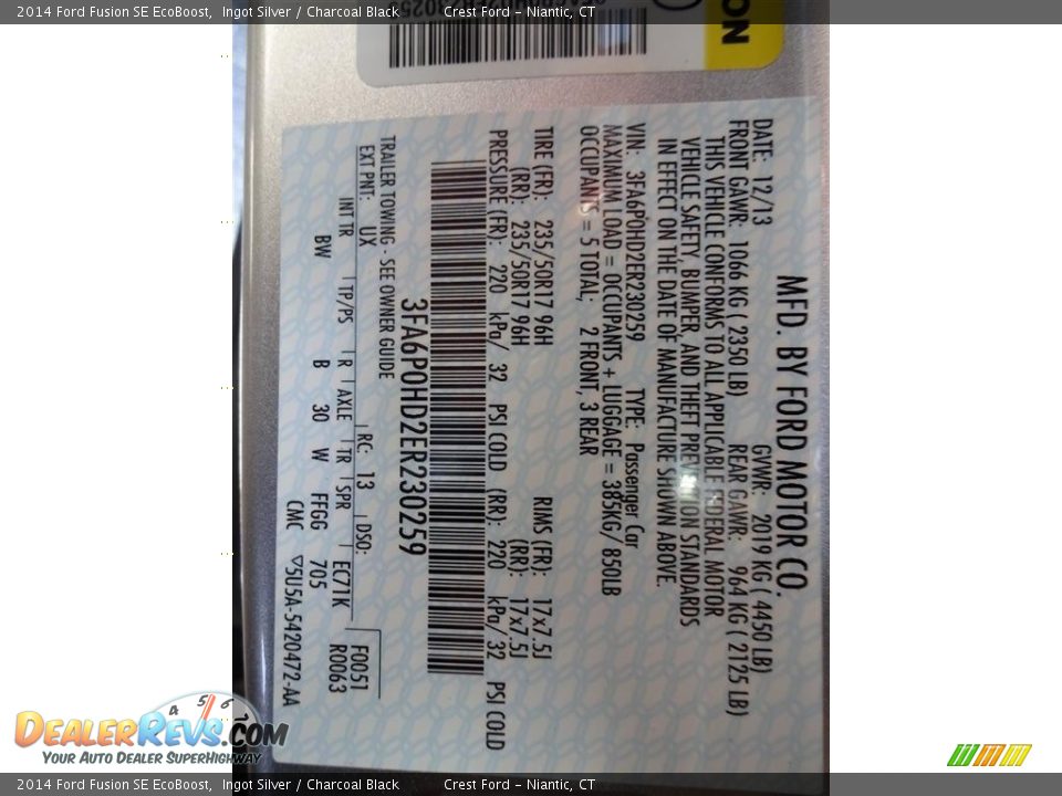 2014 Ford Fusion SE EcoBoost Ingot Silver / Charcoal Black Photo #15