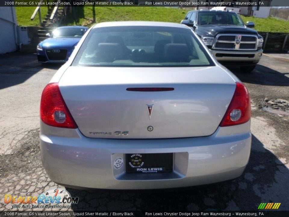 2008 Pontiac G6 Value Leader Sedan Liquid Silver Metallic / Ebony Black Photo #6