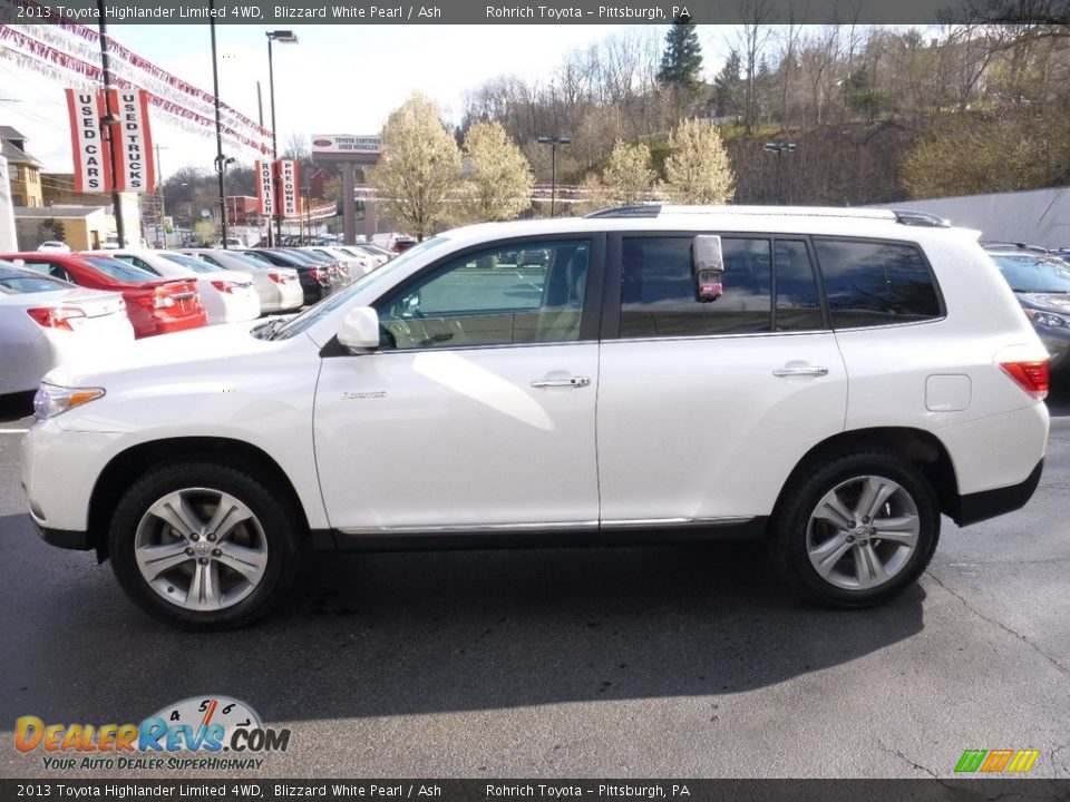 2013 Toyota Highlander Limited 4WD Blizzard White Pearl / Ash Photo #4