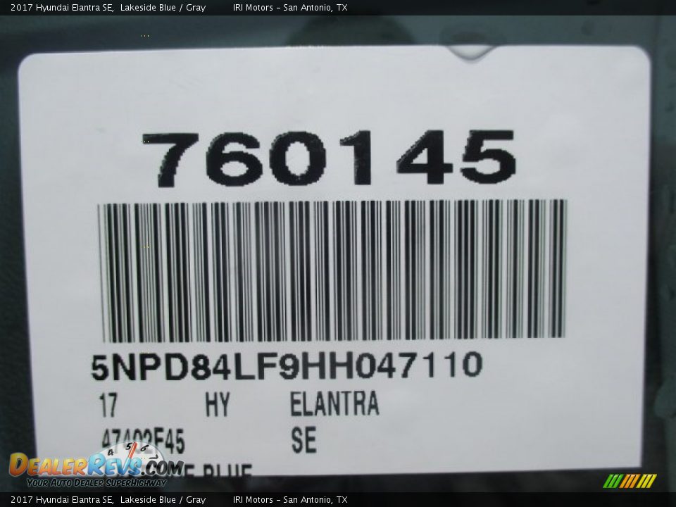 2017 Hyundai Elantra SE Lakeside Blue / Gray Photo #21