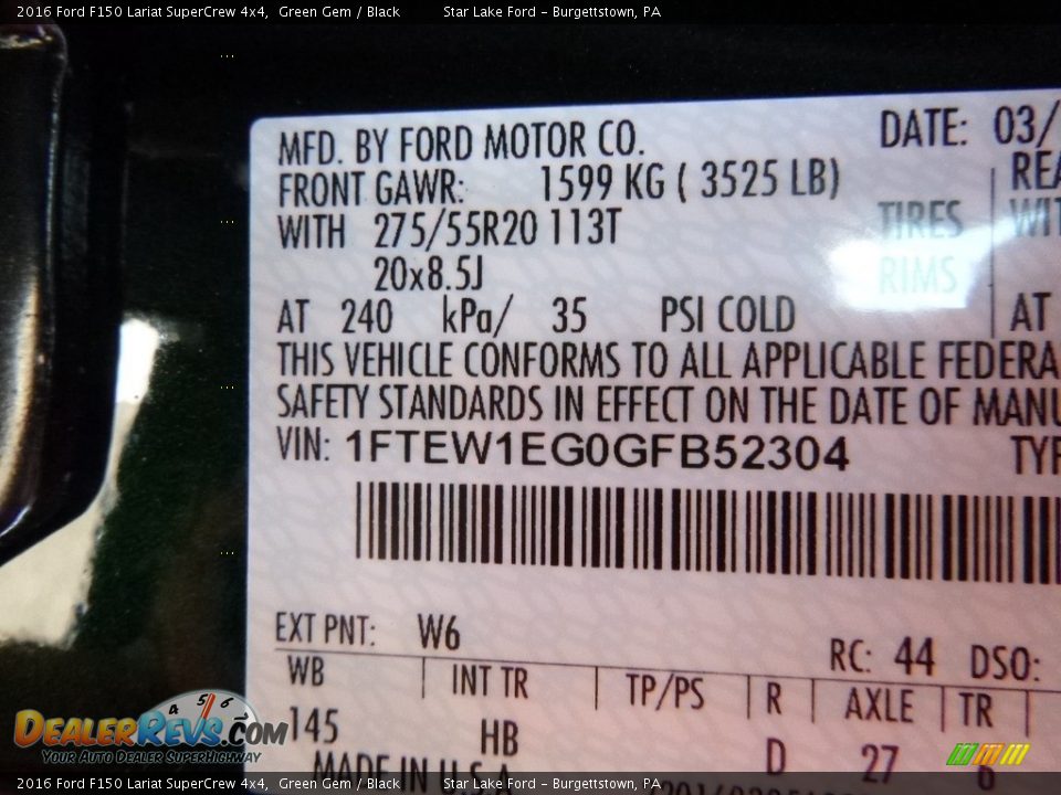 2016 Ford F150 Lariat SuperCrew 4x4 Green Gem / Black Photo #13