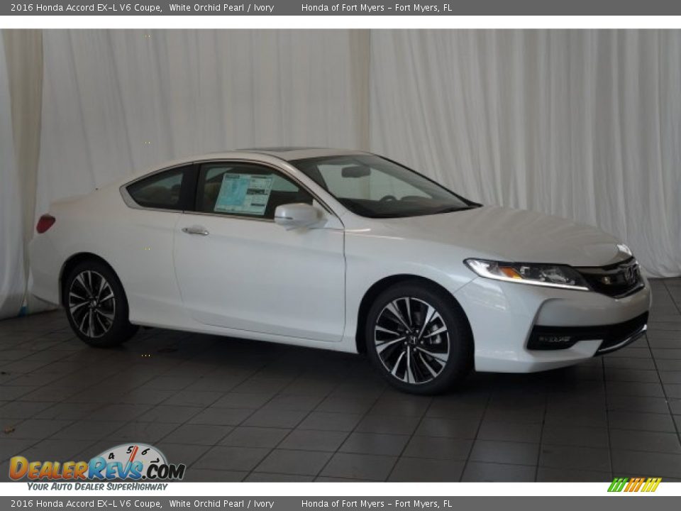 2016 Honda Accord EX-L V6 Coupe White Orchid Pearl / Ivory Photo #5