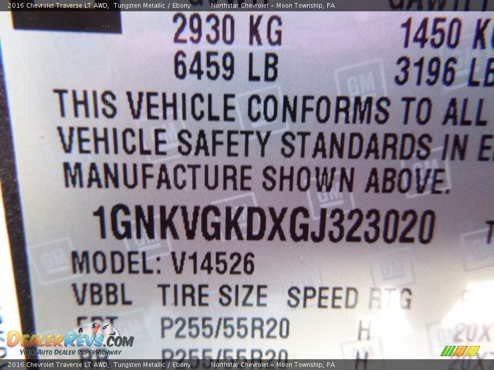2016 Chevrolet Traverse LT AWD Tungsten Metallic / Ebony Photo #15