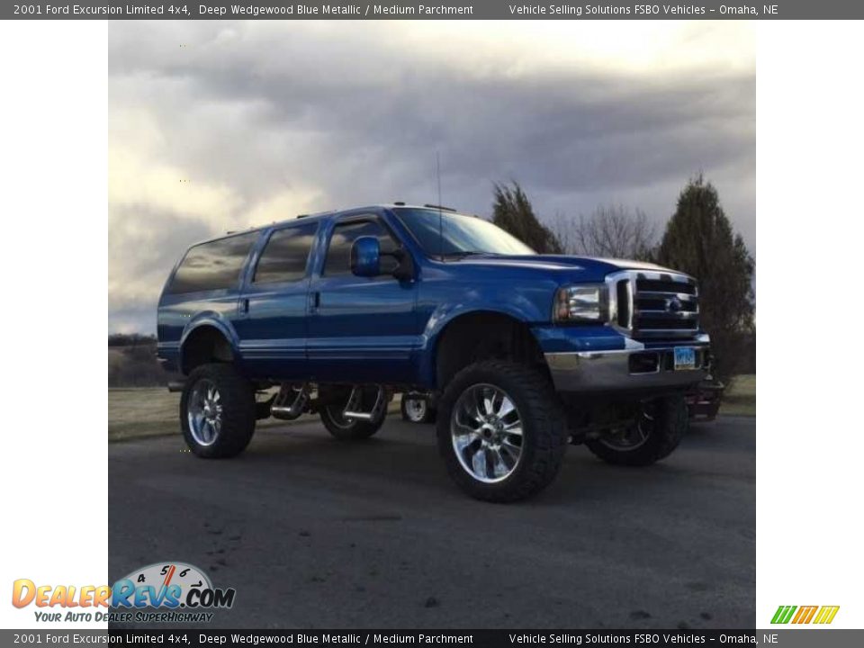 2001 Ford Excursion Limited 4x4 Deep Wedgewood Blue Metallic / Medium Parchment Photo #3