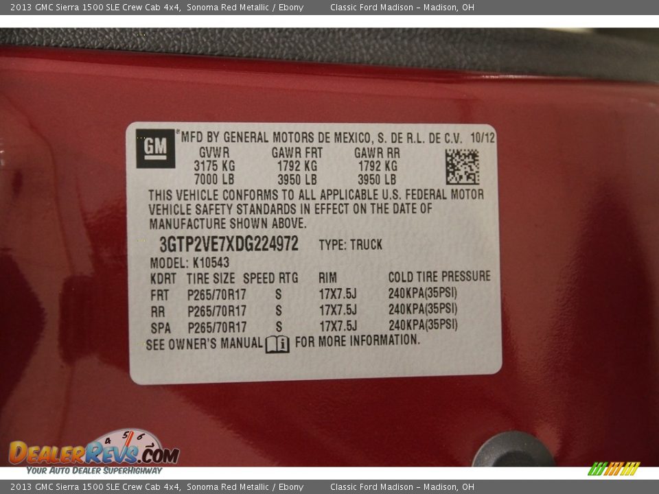 2013 GMC Sierra 1500 SLE Crew Cab 4x4 Sonoma Red Metallic / Ebony Photo #14