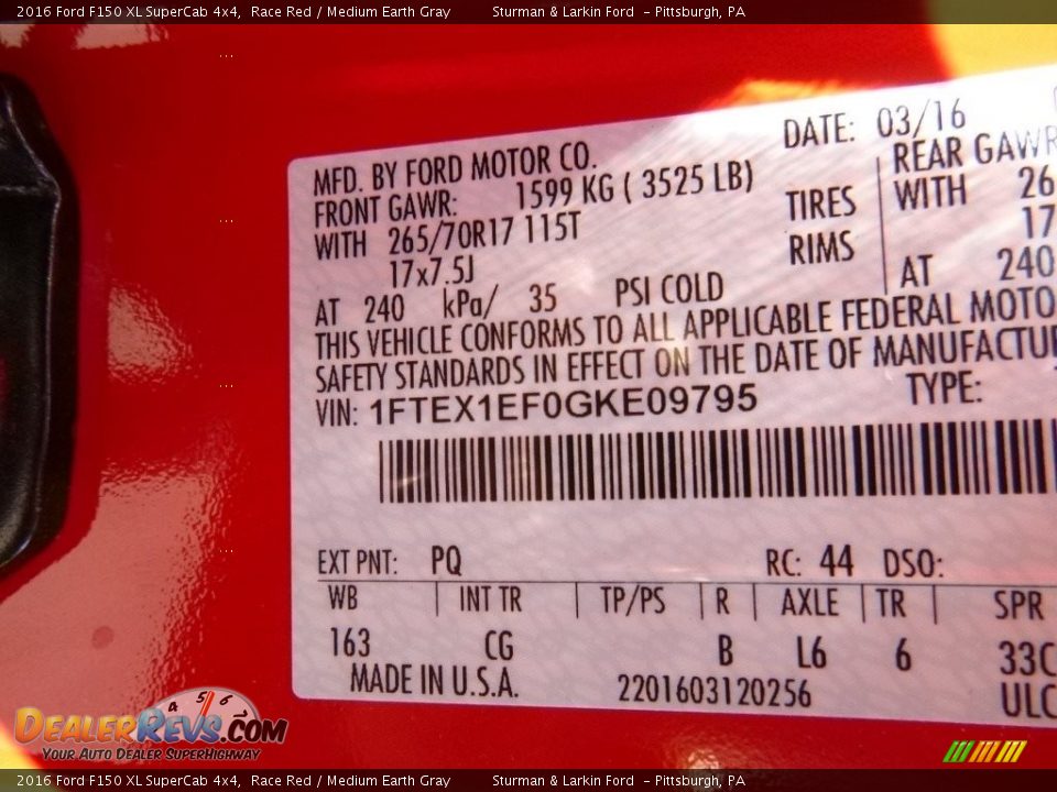2016 Ford F150 XL SuperCab 4x4 Race Red / Medium Earth Gray Photo #12